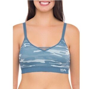 Kindly Yours caged v-neck reef blue camo bralette size XL